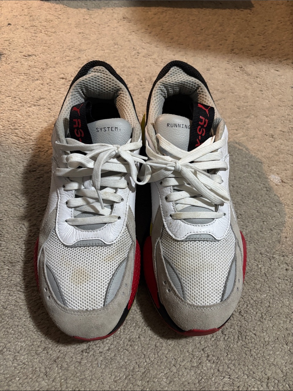 Puma Men’s Athletic Sneakers in White, Gray & Red